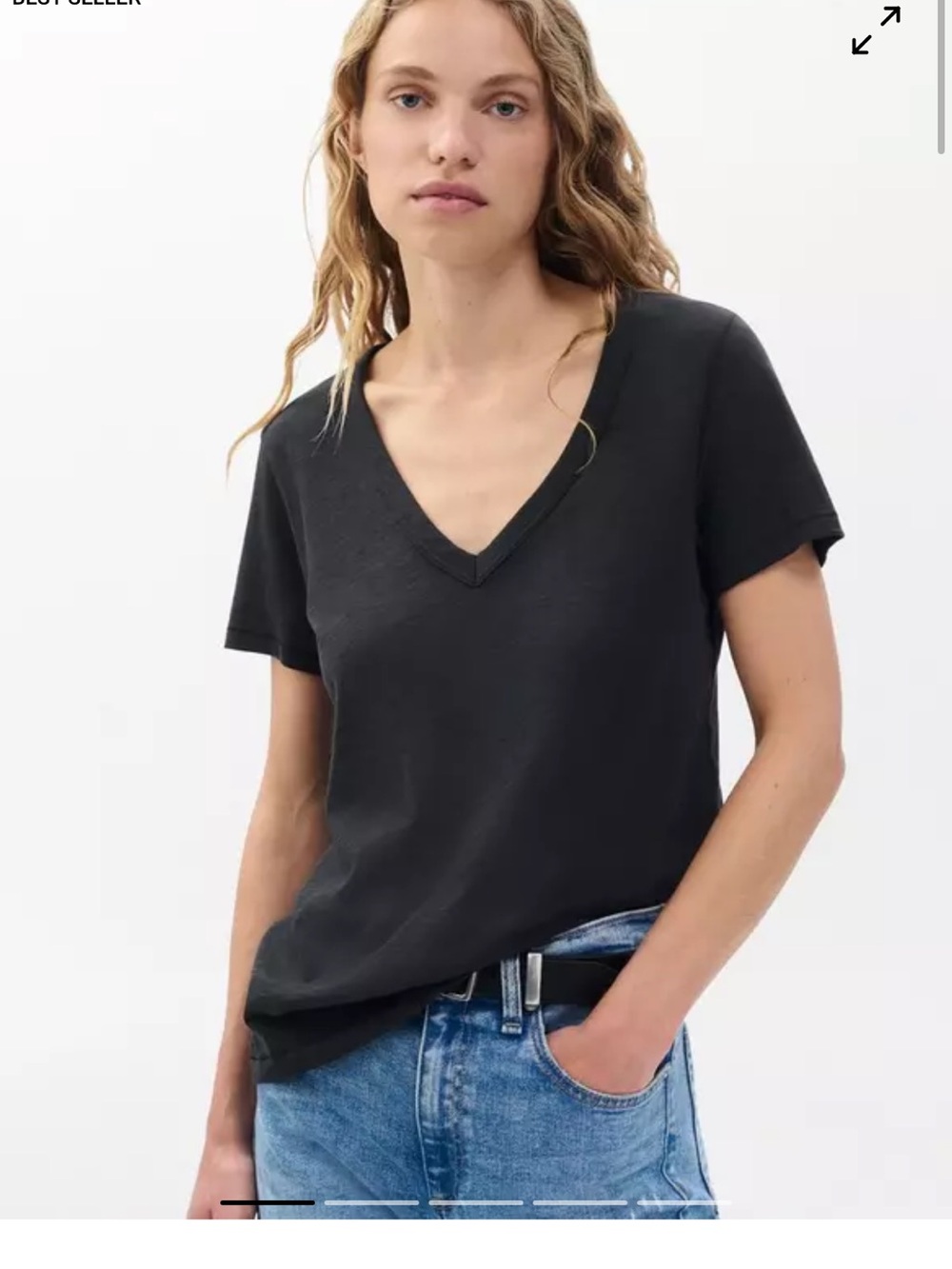 rag & bone "Slub" Black V-Neck Short Sleeve Tee